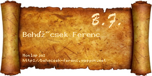 Behácsek Ferenc névjegykártya