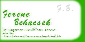 ferenc behacsek business card
